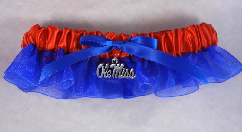 Ole Miss University of Mississippi Inspired Garter with Licensed Collegiate Charm
